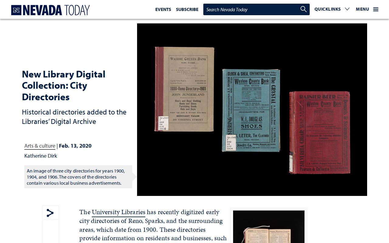 Fernley city directory UNR digitized regional directory collection