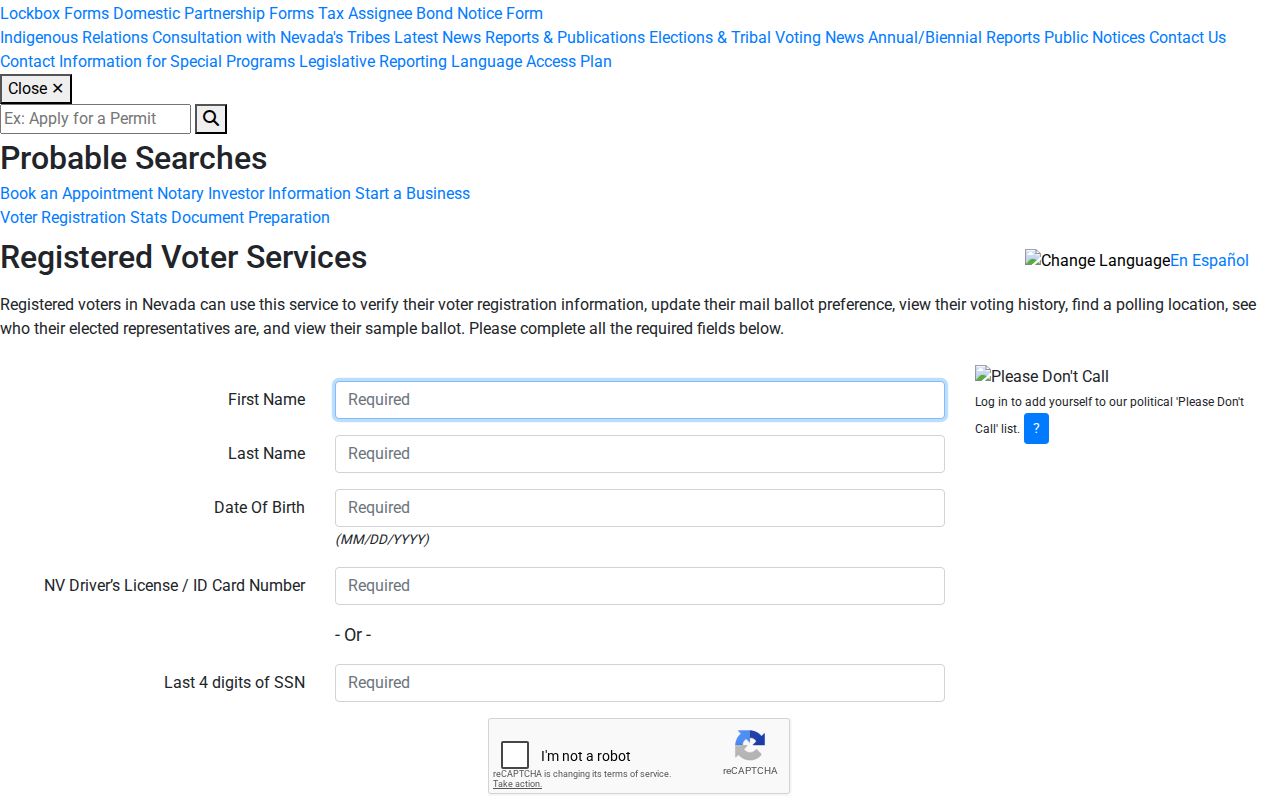 Fernley residents directory Nevada My Voter File identity verification