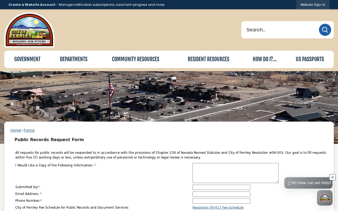Fernley residents directory public records request form