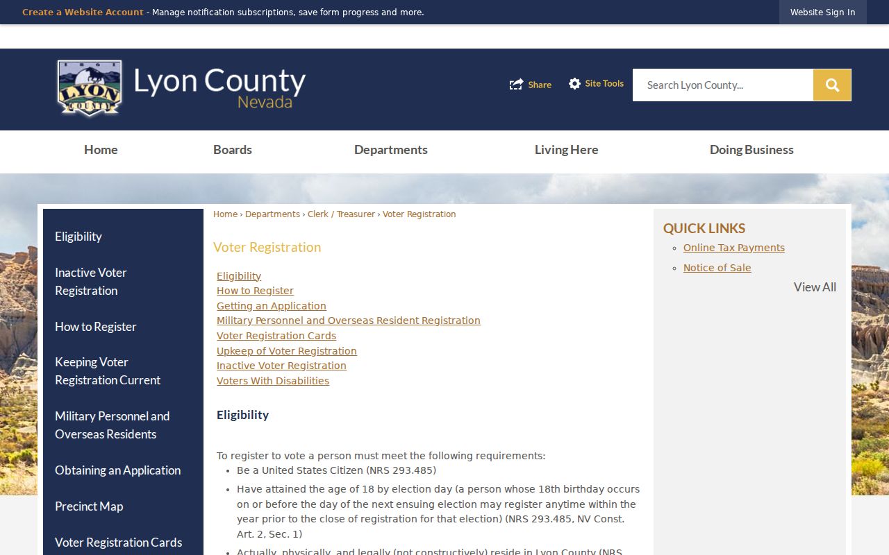 Fernley resident lookup Lyon County voter registration information
